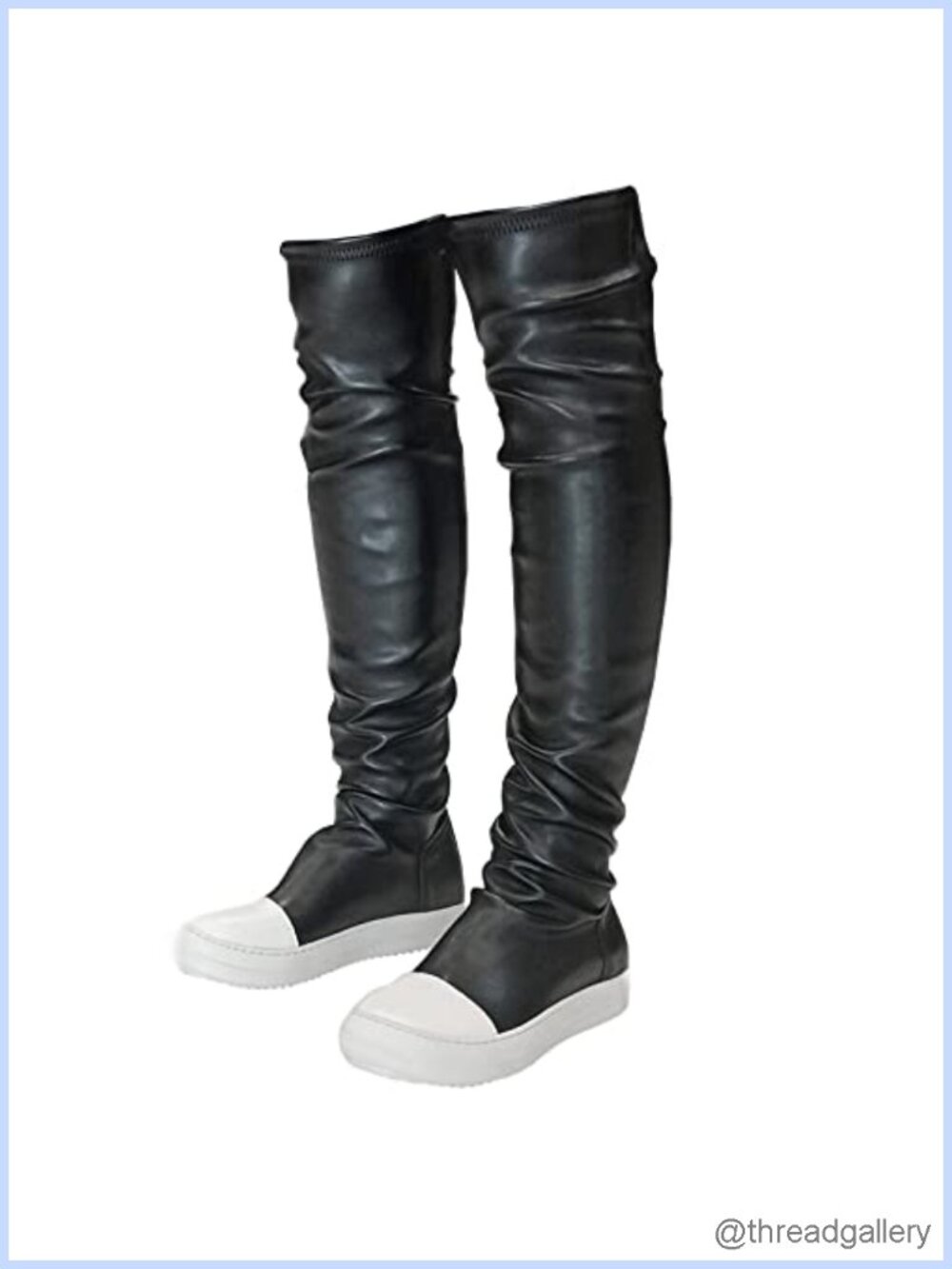MOFEEDOUKA Thigh High Boots Women Flat Over The Knee Round Toe PU Leather
